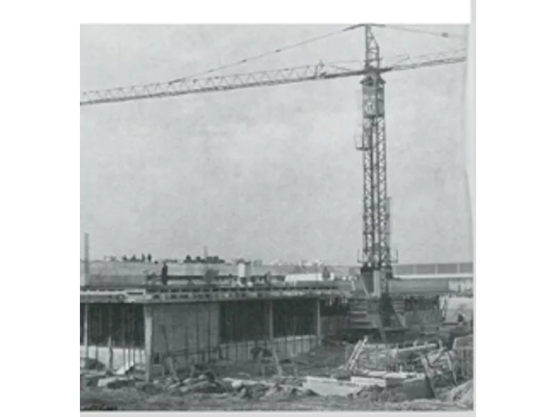 Historic photograph of the building site of the first own premises