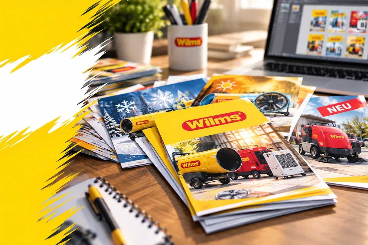 Wilms-Flyer und Prospekte auf einem Schreibtisch