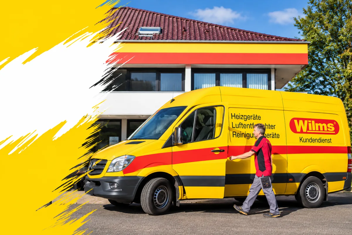 Wilms-Servicefahrzeug vor dem Betriebsgebäude