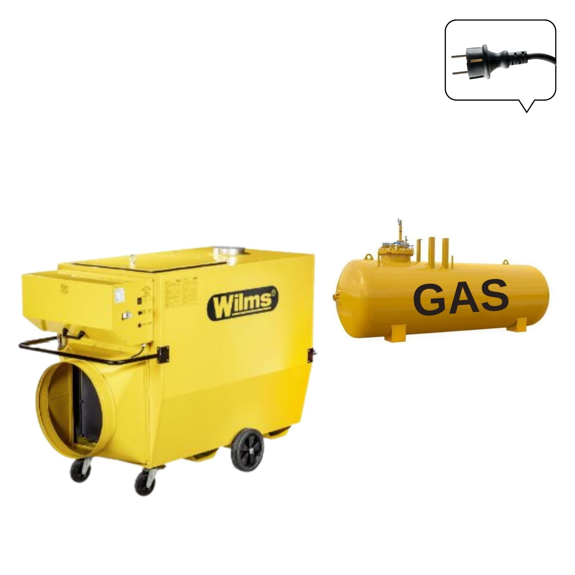 WILMS hot air turbine with exhaust gas routing BV 385 GAS (version with natural gas or liquid gas burner)